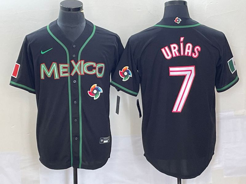 Men 2023 World Cub Mexico #7 Urias Black white Nike MLB Jersey47